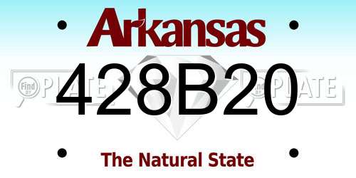 428B20 Arkansas License Plate