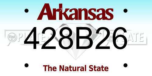 428B26 Arkansas License Plate