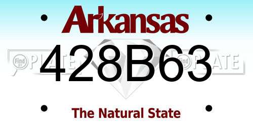 428B63 Arkansas License Plate