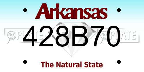 428B70 Arkansas License Plate