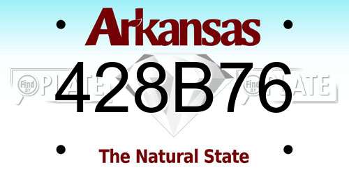 428B76 Arkansas License Plate