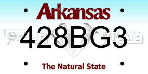 428BG3 Arkansas License Plate