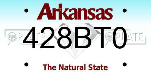 428BT0 Arkansas License Plate