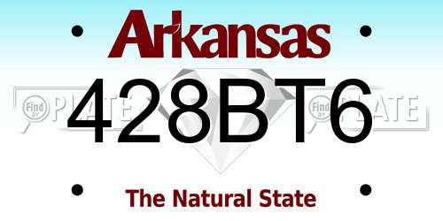 428BT6 Arkansas License Plate