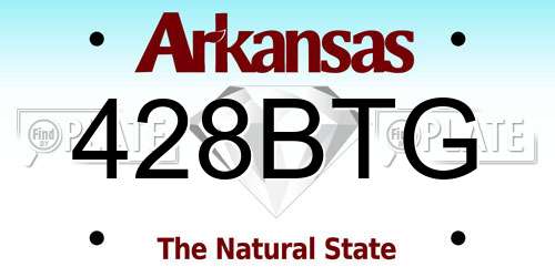 428BTG Arkansas License Plate