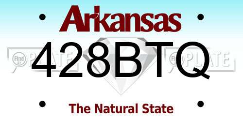 428BTQ Arkansas License Plate