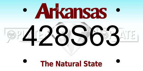 428S63 Arkansas License Plate
