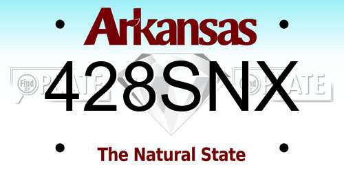 428SNX Arkansas License Plate