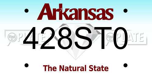 428ST0 Arkansas License Plate