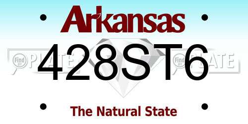 428ST6 Arkansas License Plate