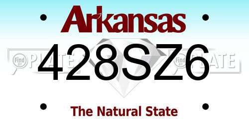 428SZ6 Arkansas License Plate