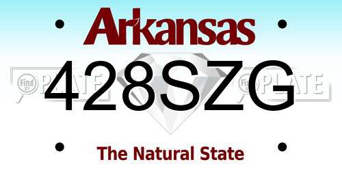 428SZG Arkansas License Plate