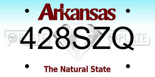 428SZQ Arkansas License Plate