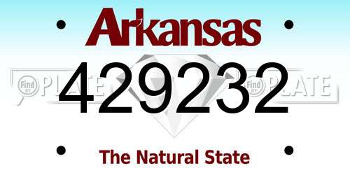 429232 Arkansas License Plate