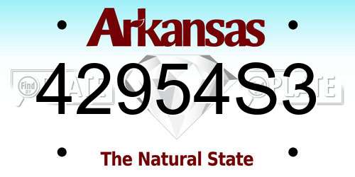 42954S3 Arkansas License Plate