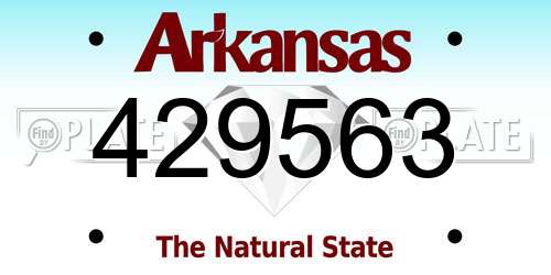 429563 Arkansas License Plate