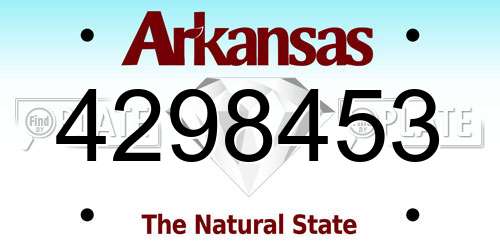 4298453 Arkansas License Plate