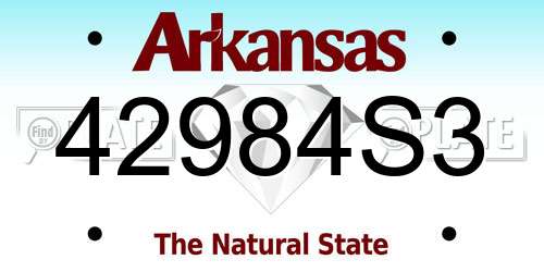 42984S3 Arkansas License Plate