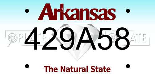 429A58 Arkansas License Plate