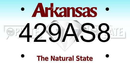 429AS8 Arkansas License Plate