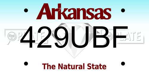 429UBF Arkansas License Plate