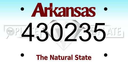 430235 Arkansas License Plate