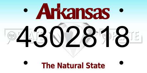 4302818 Arkansas License Plate