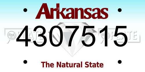 4307515 Arkansas License Plate