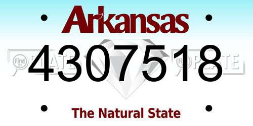 4307518 Arkansas License Plate