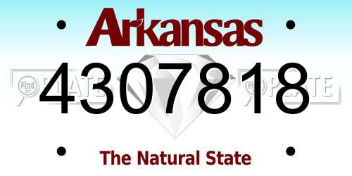 4307818 Arkansas License Plate