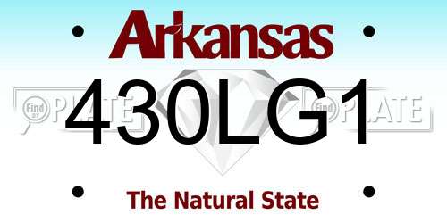 430LG1 Arkansas License Plate