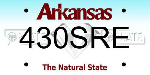 430SRE Arkansas License Plate