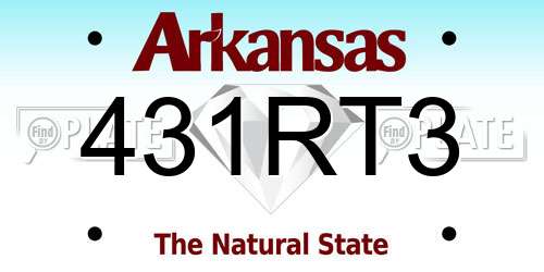 431RT3 Arkansas License Plate