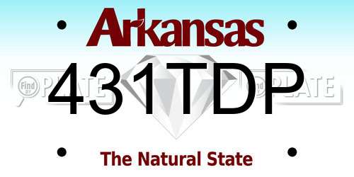431TDP Arkansas License Plate
