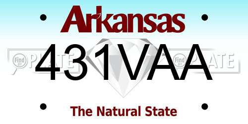 431VAA Arkansas License Plate