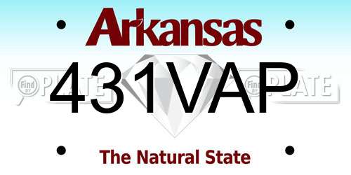 431VAP Arkansas License Plate