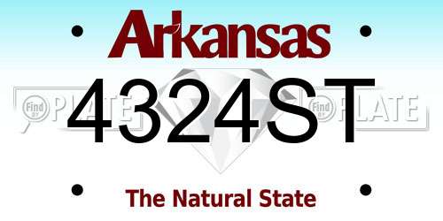 4324ST Arkansas License Plate