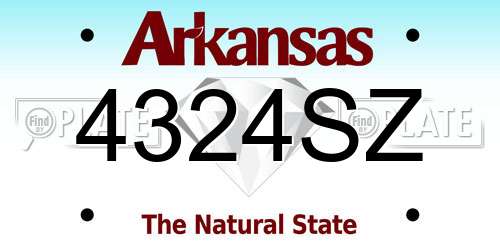 4324SZ Arkansas License Plate