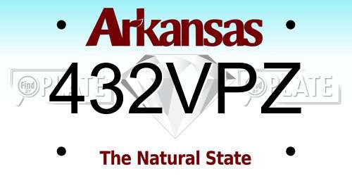 432VPZ Arkansas License Plate