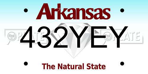 432YEY Arkansas License Plate