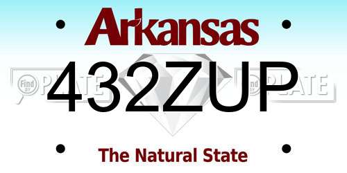 432ZUP Arkansas License Plate