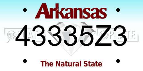 43335Z3 Arkansas License Plate