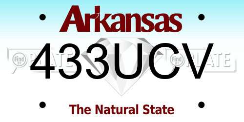 433UCV Arkansas License Plate