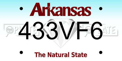 433VF6 Arkansas License Plate