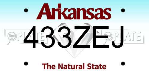 433ZEJ Arkansas License Plate