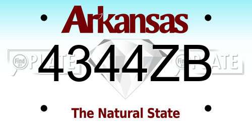 4344ZB Arkansas License Plate