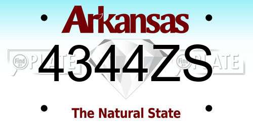 4344ZS Arkansas License Plate