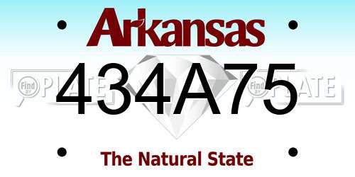 434A75 Arkansas License Plate