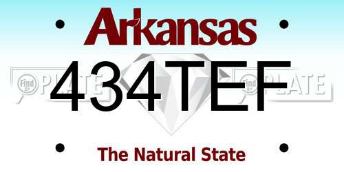 434TEF Arkansas License Plate