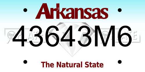 43643M6 Arkansas License Plate